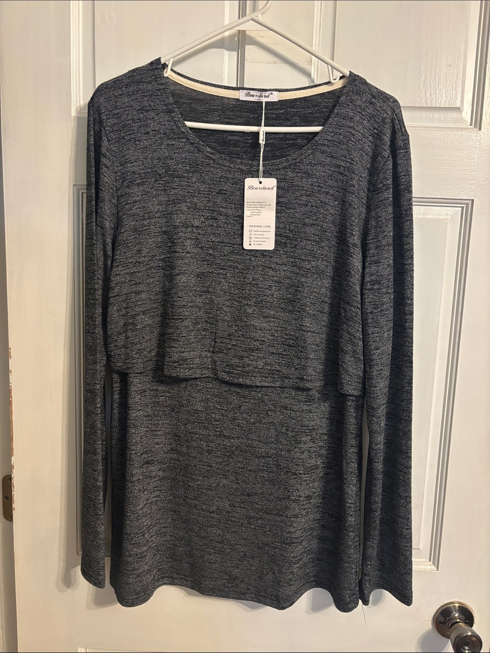 Bearsland soft Heathered Dark Gray Long Sleeve Nursing Top